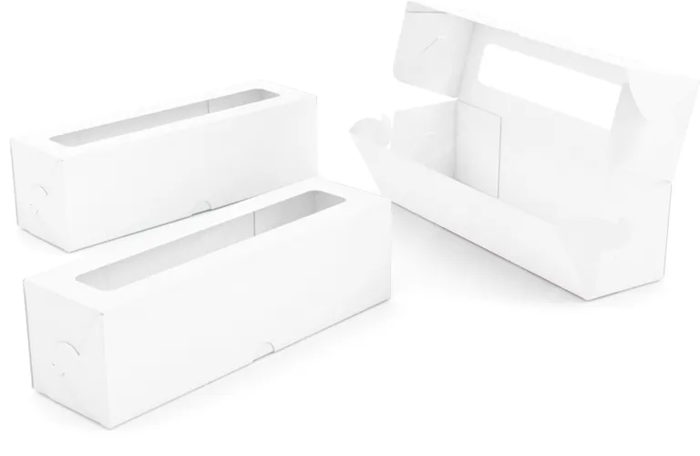 Картонная коробка для пирожных Milena 70*70*200 мм с окном белая